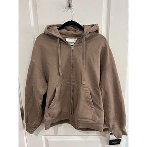 H&M Heavyweight Zip Up Sweatshirt Brown (sz M)